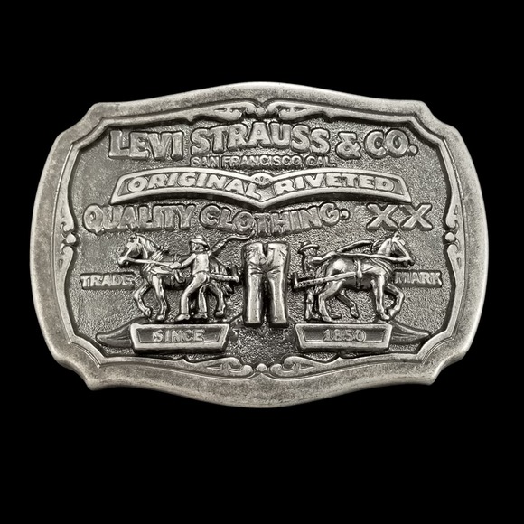 Two Horse Brand Other - Levi Strauss Co Original Riveted Quality Clothing Belt Buckle Two Horse Brand